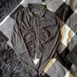 Black mesh button-down cardigan